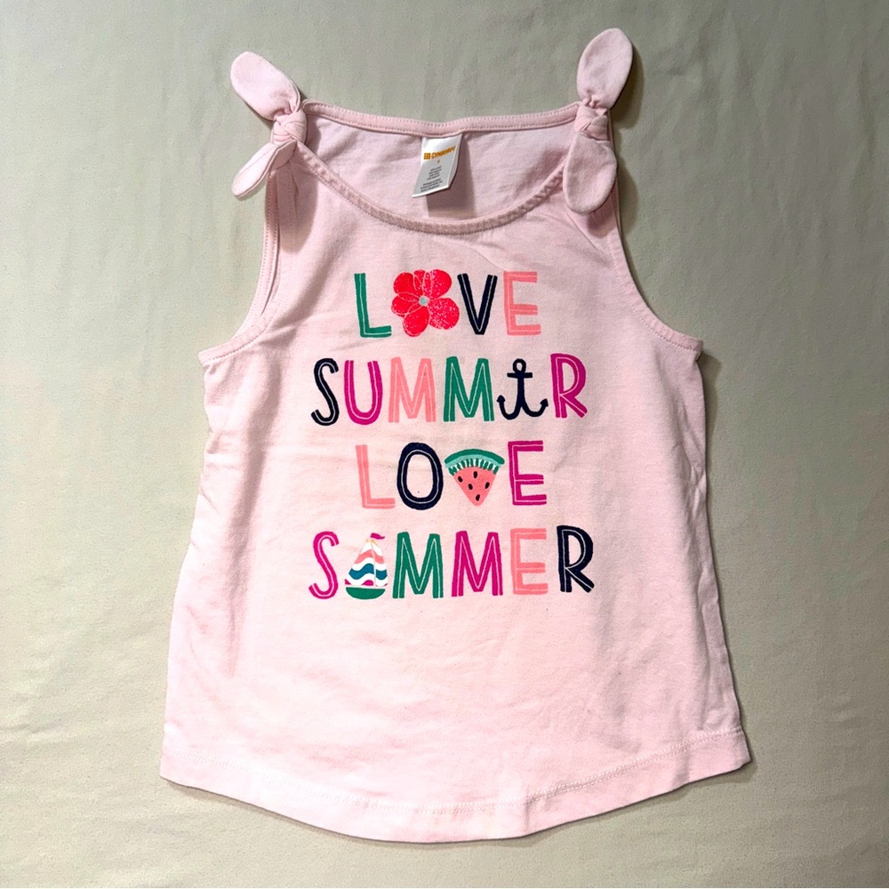🆕 Gymboree Pink Tank Top Girl’s 5 Love Summer Sleeveless Shirt Beach Camp Play